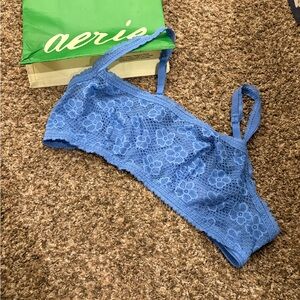 Aerie Floral Lace Bralette in Blue